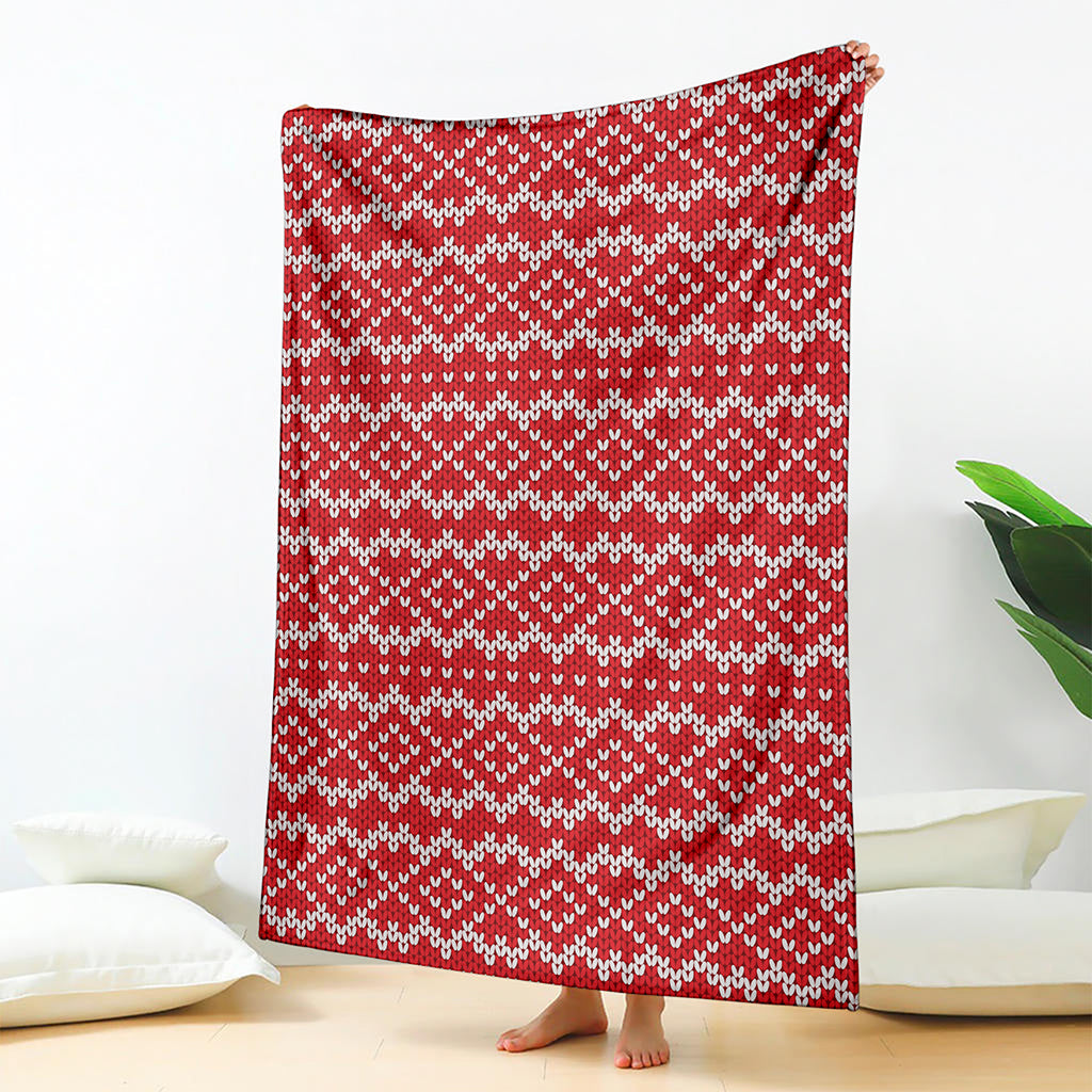 Geometric Knitted Pattern Print Blanket