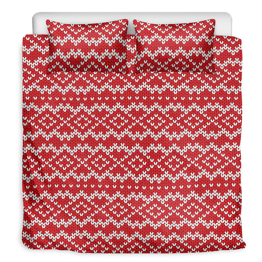 Geometric Knitted Pattern Print Duvet Cover Bedding Set