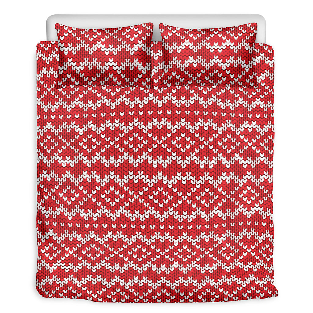 Geometric Knitted Pattern Print Duvet Cover Bedding Set
