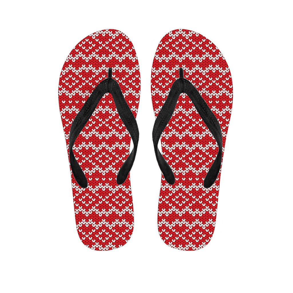 Geometric Knitted Pattern Print Flip Flops