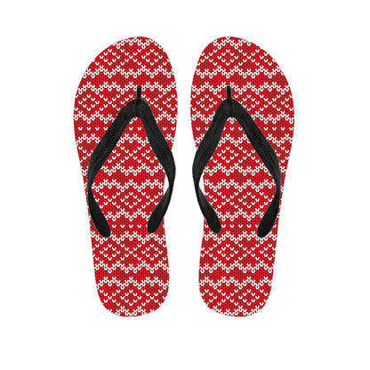 Geometric Knitted Pattern Print Flip Flops