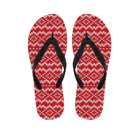 Geometric Knitted Pattern Print Flip Flops