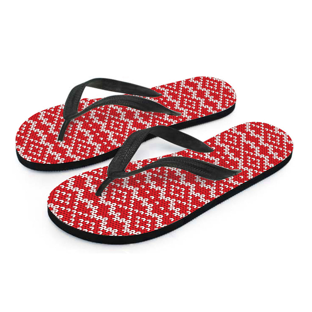 Geometric Knitted Pattern Print Flip Flops