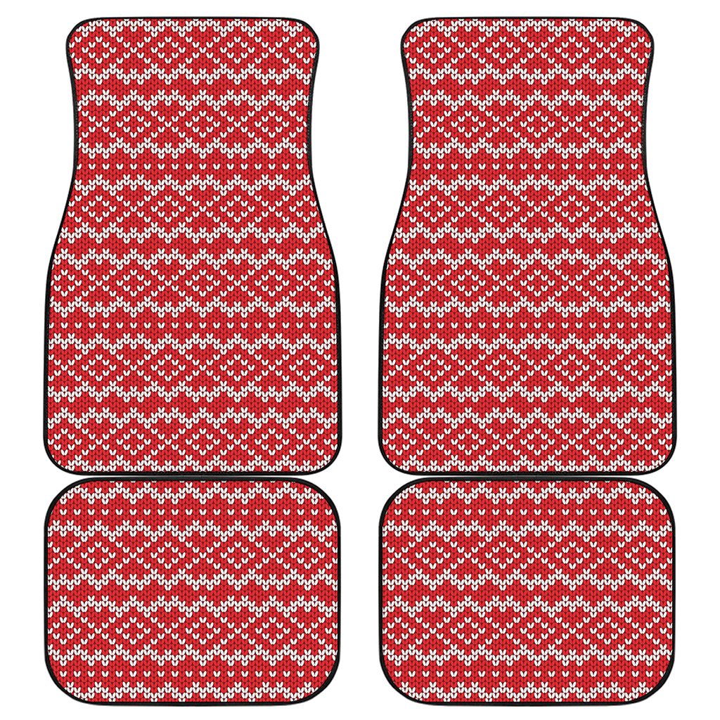 Geometric Knitted Pattern Print Front and Back Car Floor Mats