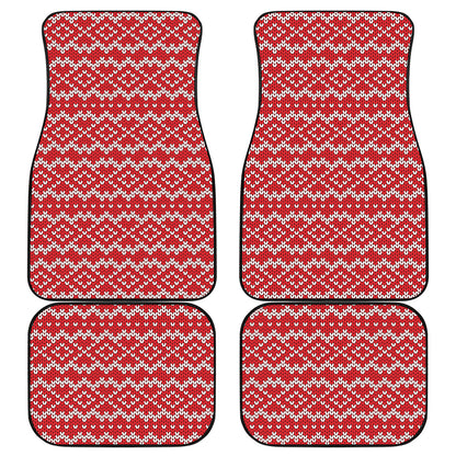 Geometric Knitted Pattern Print Front and Back Car Floor Mats