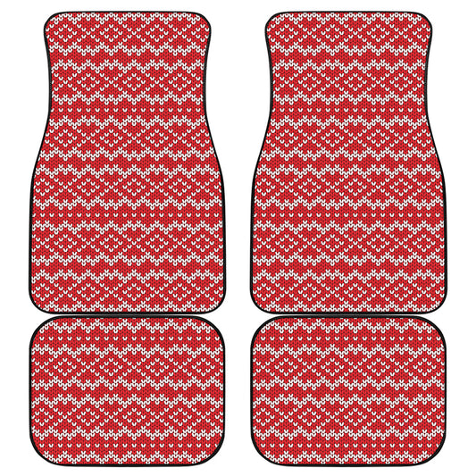 Geometric Knitted Pattern Print Front and Back Car Floor Mats