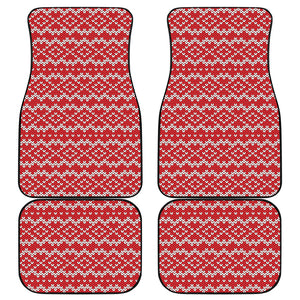 Geometric Knitted Pattern Print Front and Back Car Floor Mats