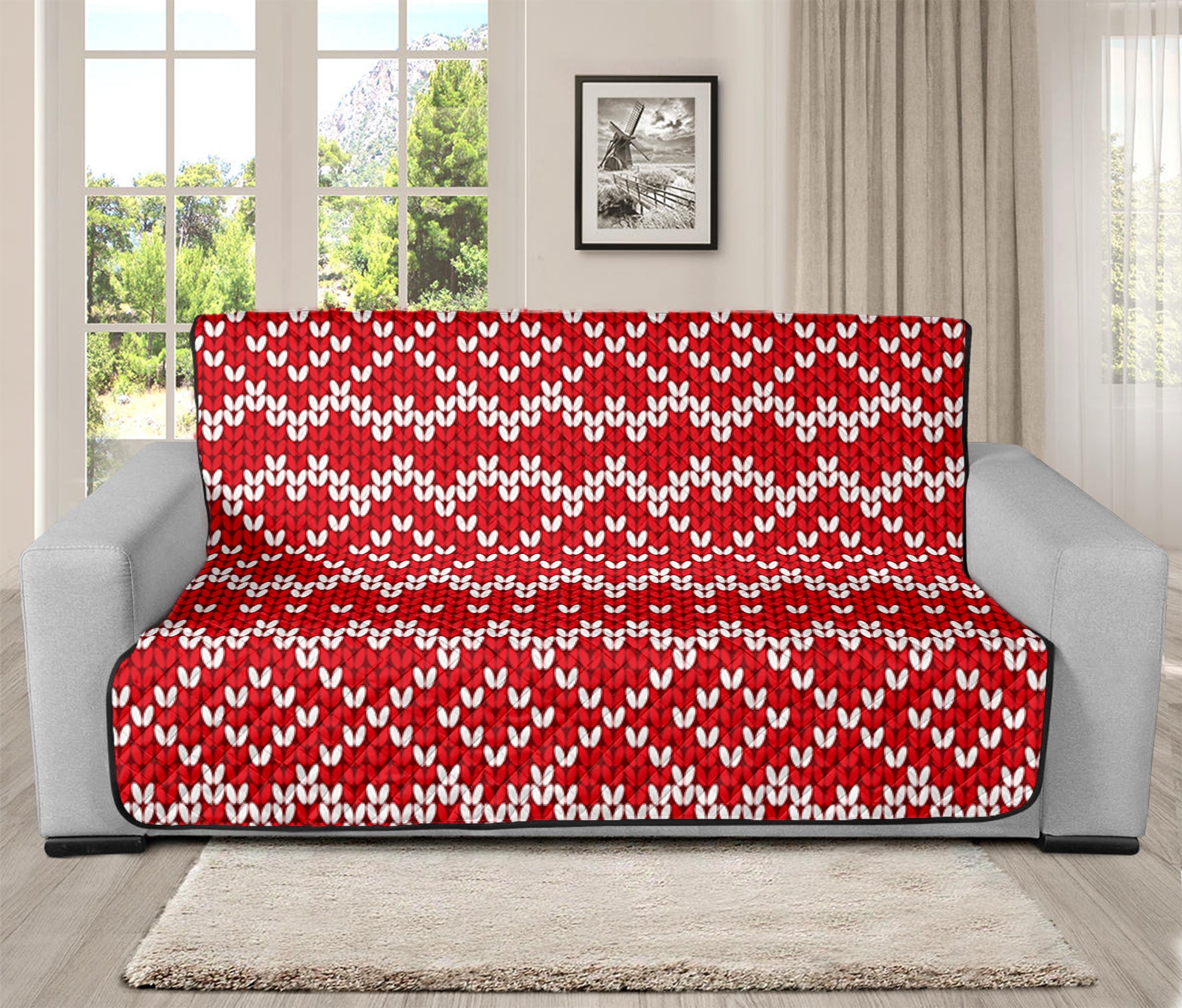 Geometric Knitted Pattern Print Futon Protector