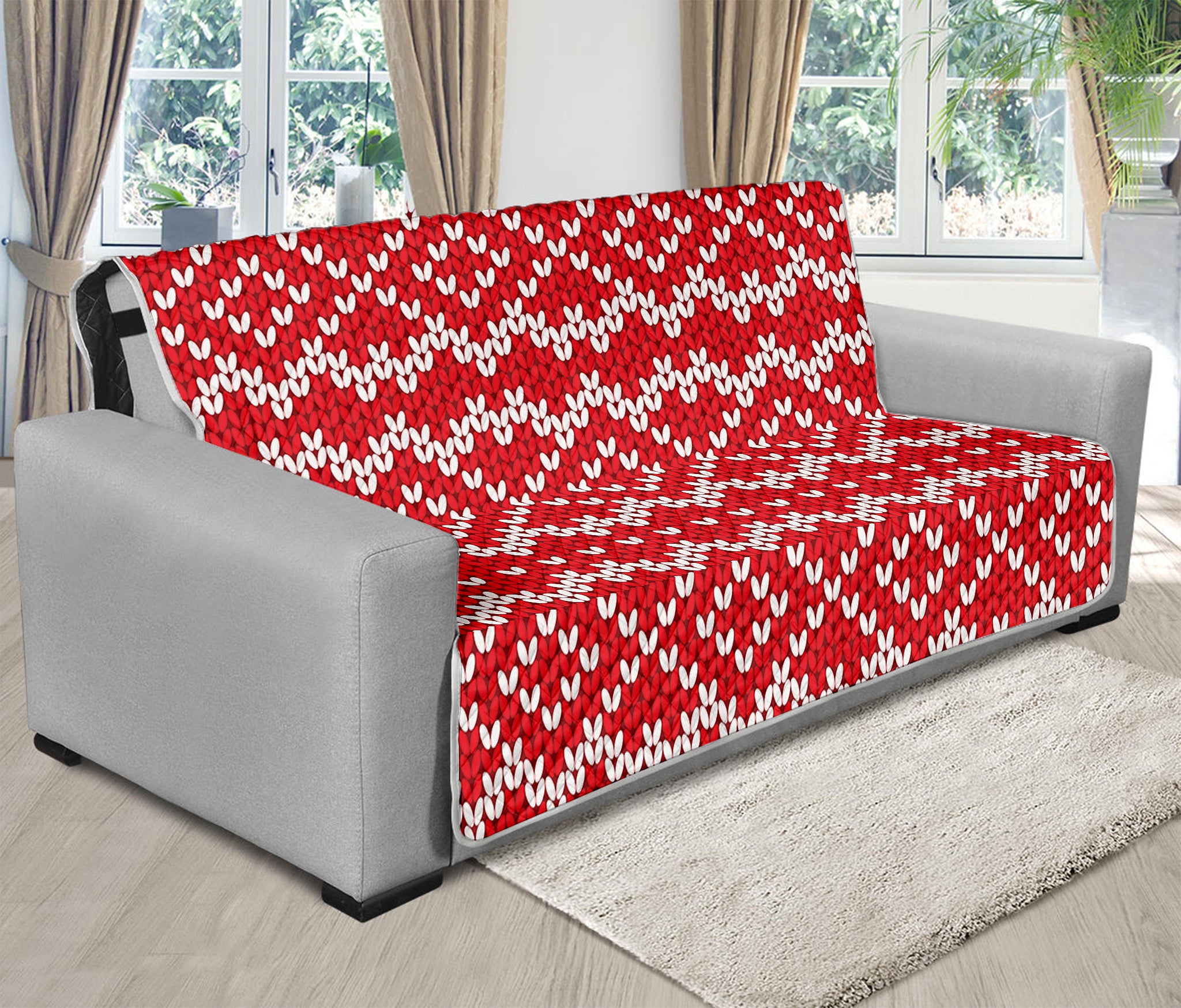 Geometric Knitted Pattern Print Futon Protector