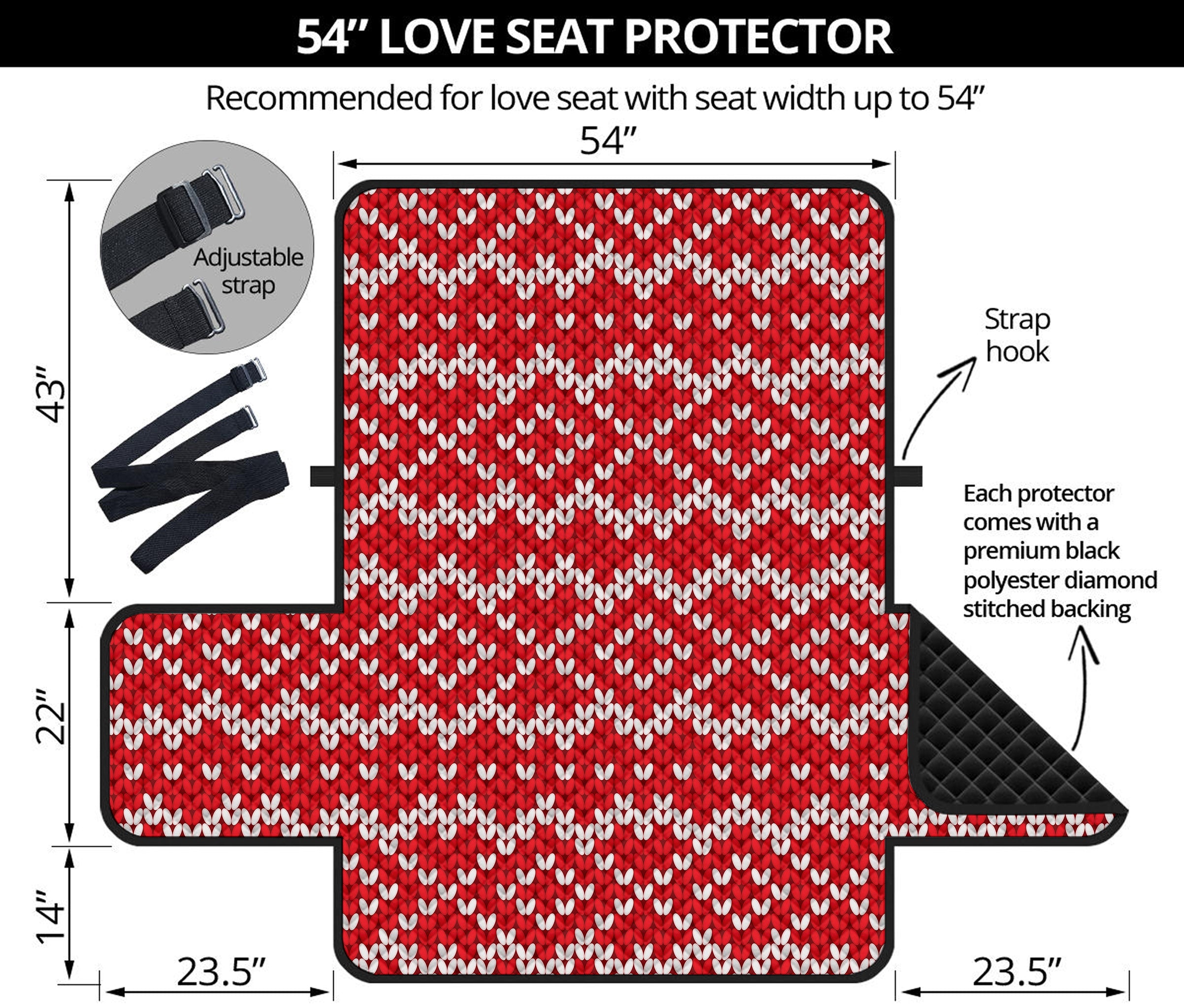 Geometric Knitted Pattern Print Loveseat Protector