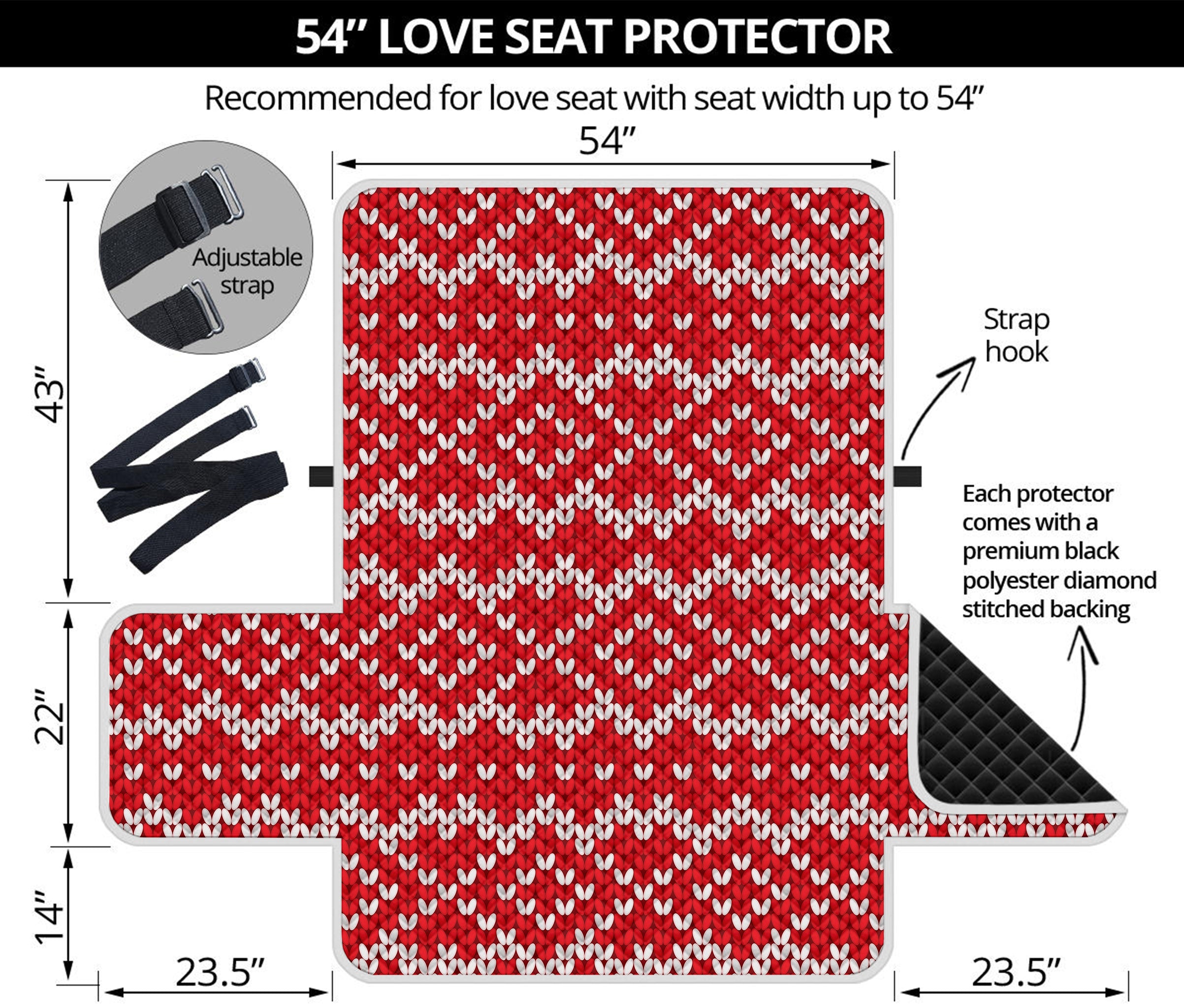 Geometric Knitted Pattern Print Loveseat Protector