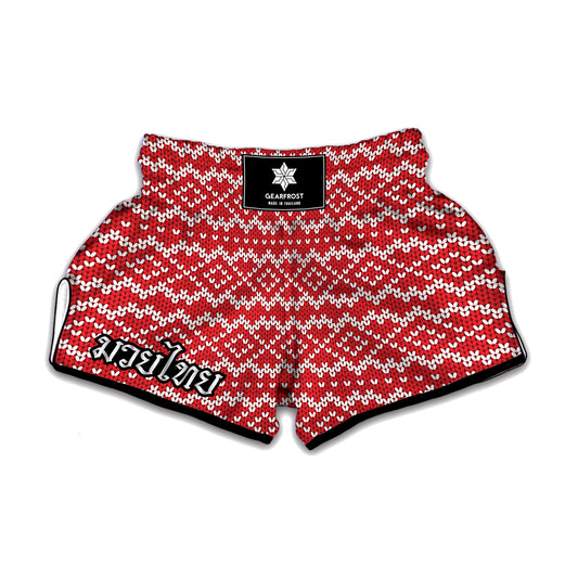 Geometric Knitted Pattern Print Muay Thai Boxing Shorts