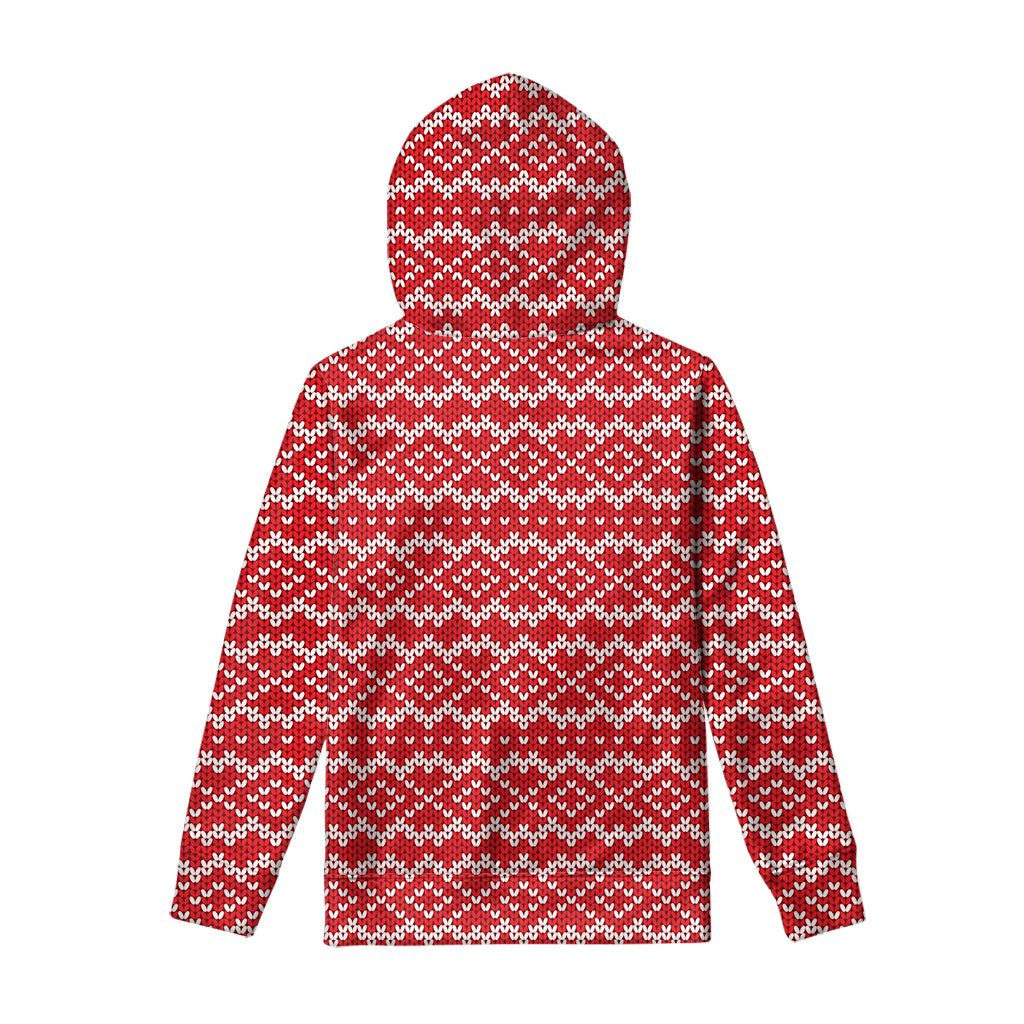 Geometric Knitted Pattern Print Pullover Hoodie