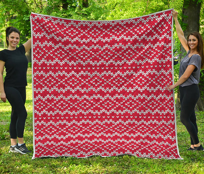 Geometric Knitted Pattern Print Quilt