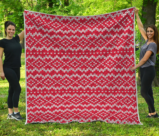 Geometric Knitted Pattern Print Quilt