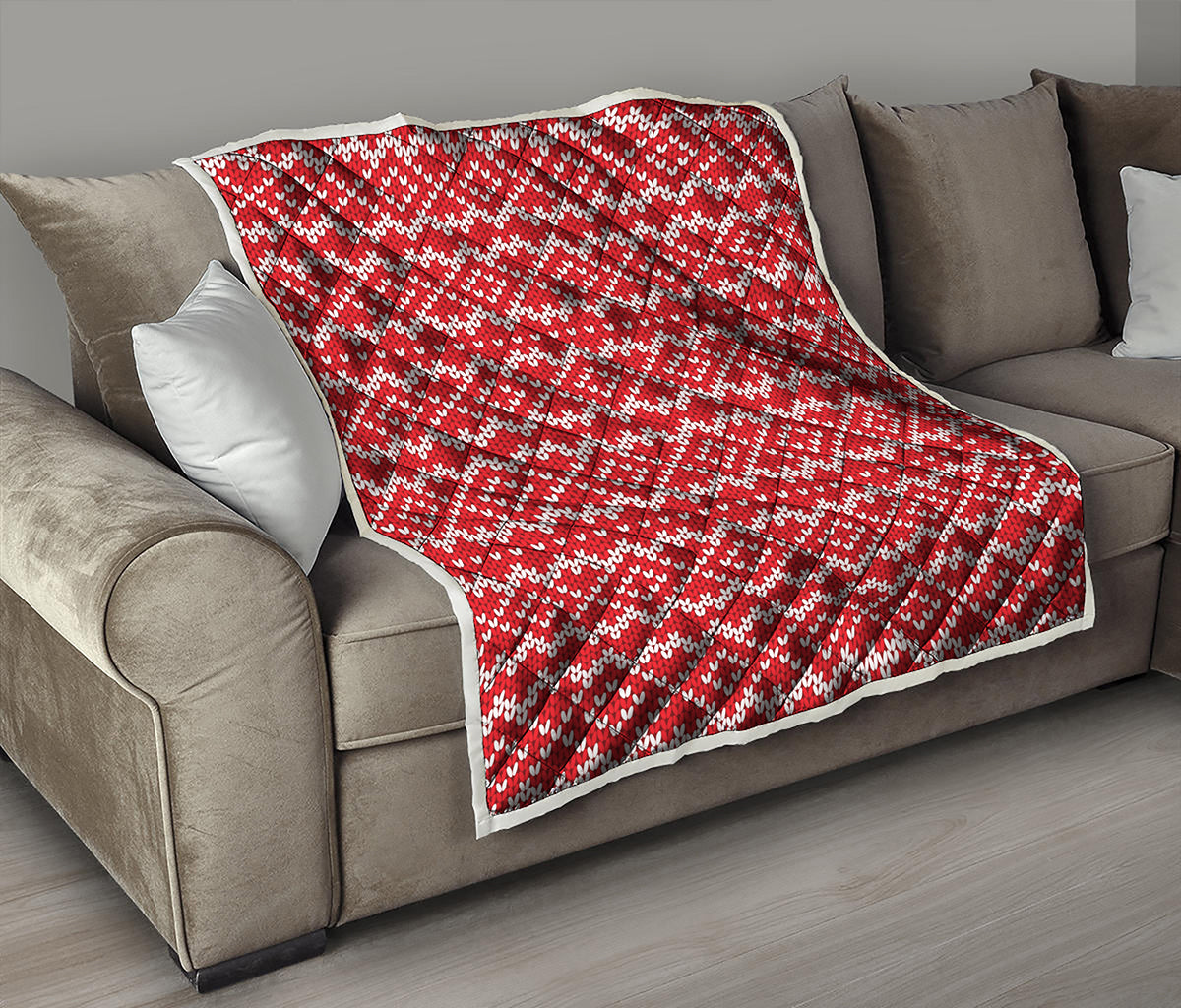 Geometric Knitted Pattern Print Quilt