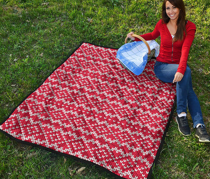 Geometric Knitted Pattern Print Quilt