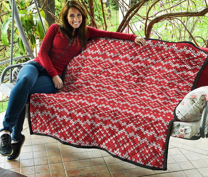 Geometric Knitted Pattern Print Quilt