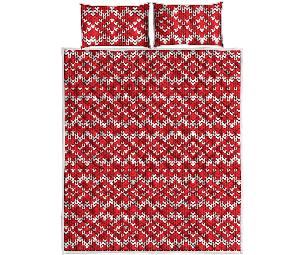 Geometric Knitted Pattern Print Quilt Bed Set