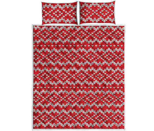 Geometric Knitted Pattern Print Quilt Bed Set