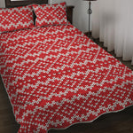 Geometric Knitted Pattern Print Quilt Bed Set