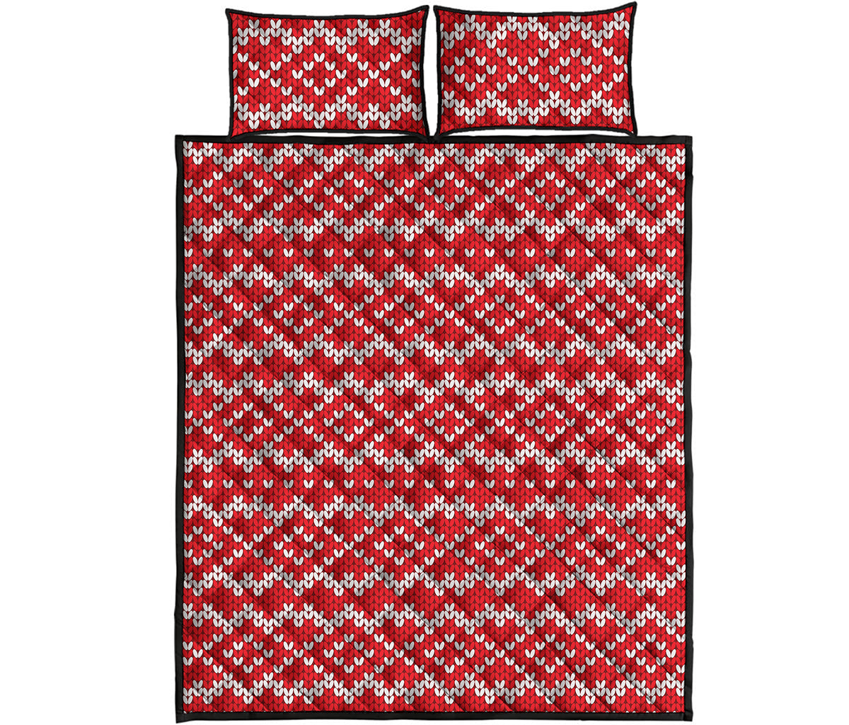 Geometric Knitted Pattern Print Quilt Bed Set