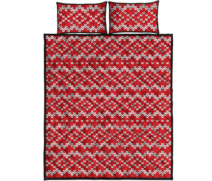 Geometric Knitted Pattern Print Quilt Bed Set