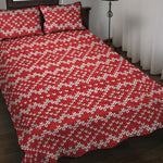 Geometric Knitted Pattern Print Quilt Bed Set
