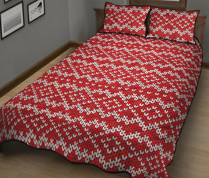 Geometric Knitted Pattern Print Quilt Bed Set