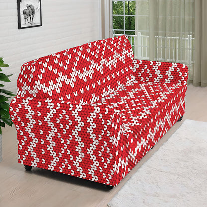 Geometric Knitted Pattern Print Sofa Cover