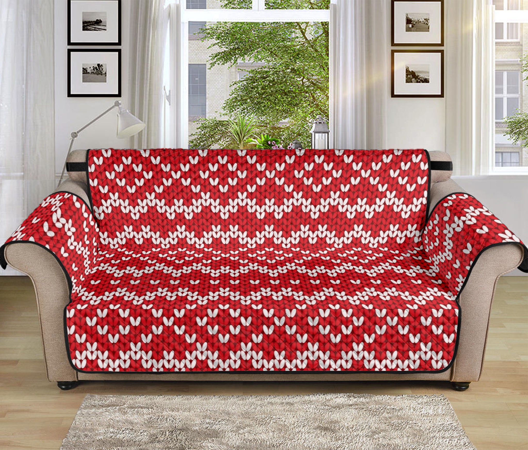 Geometric Knitted Pattern Print Sofa Protector