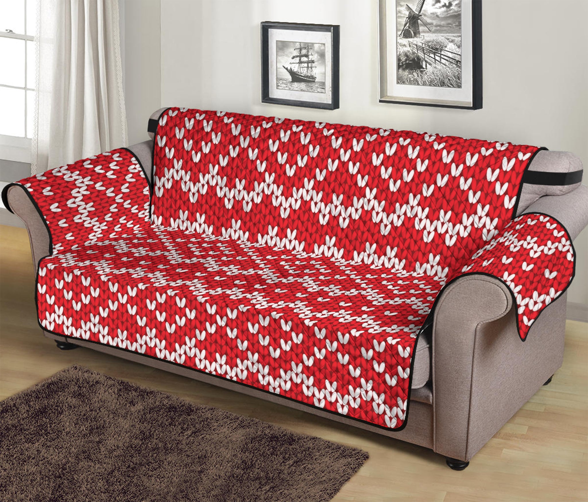 Geometric Knitted Pattern Print Sofa Protector