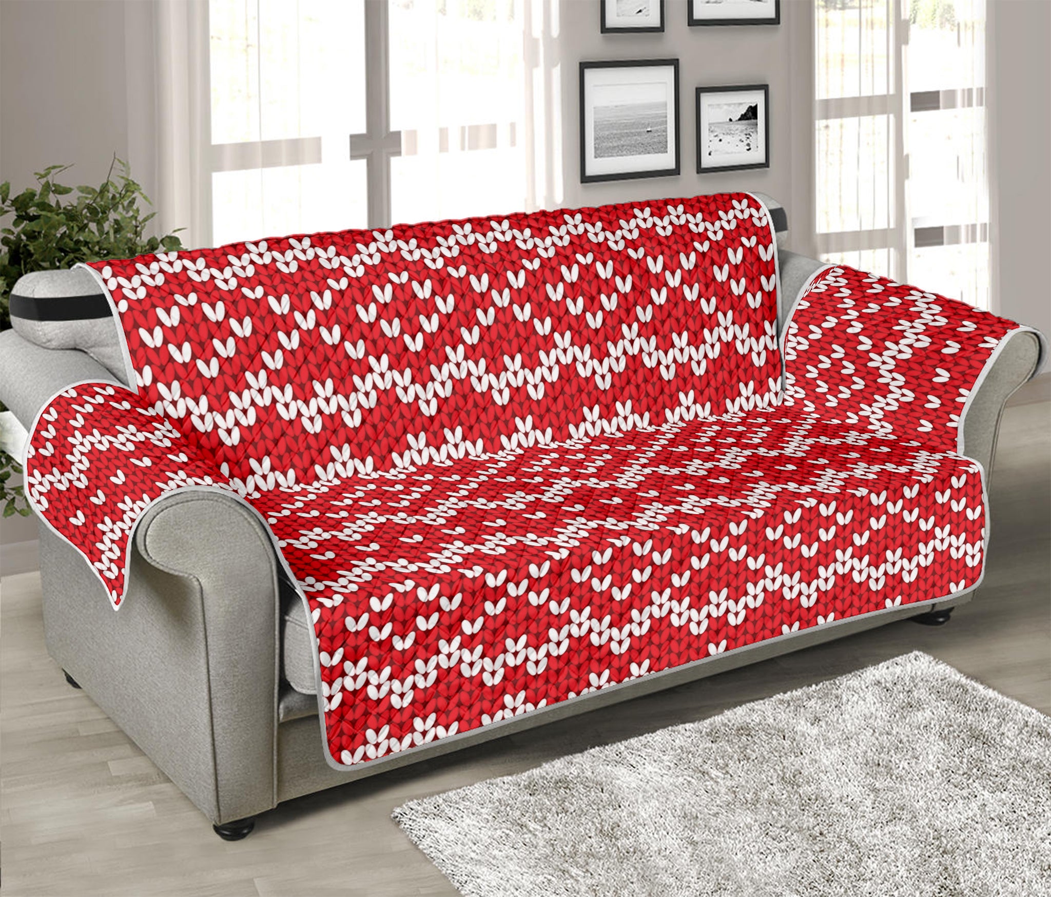 Geometric Knitted Pattern Print Sofa Protector