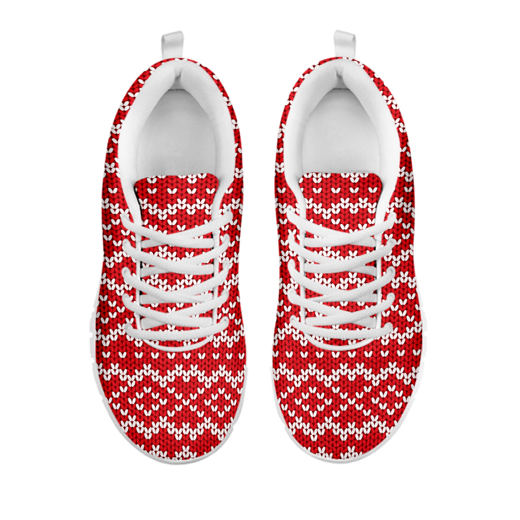 Geometric Knitted Pattern Print White Sneakers