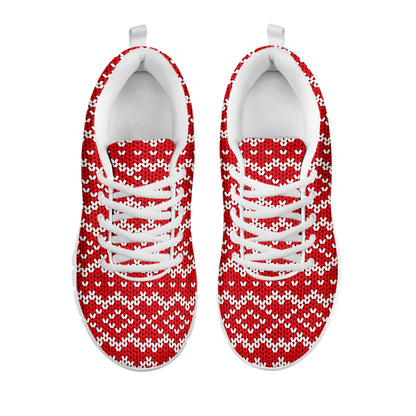 Geometric Knitted Pattern Print White Sneakers