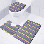 Geometric Mardi Gras Pattern Print 3 Piece Bath Mat Set