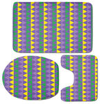 Geometric Mardi Gras Pattern Print 3 Piece Bath Mat Set