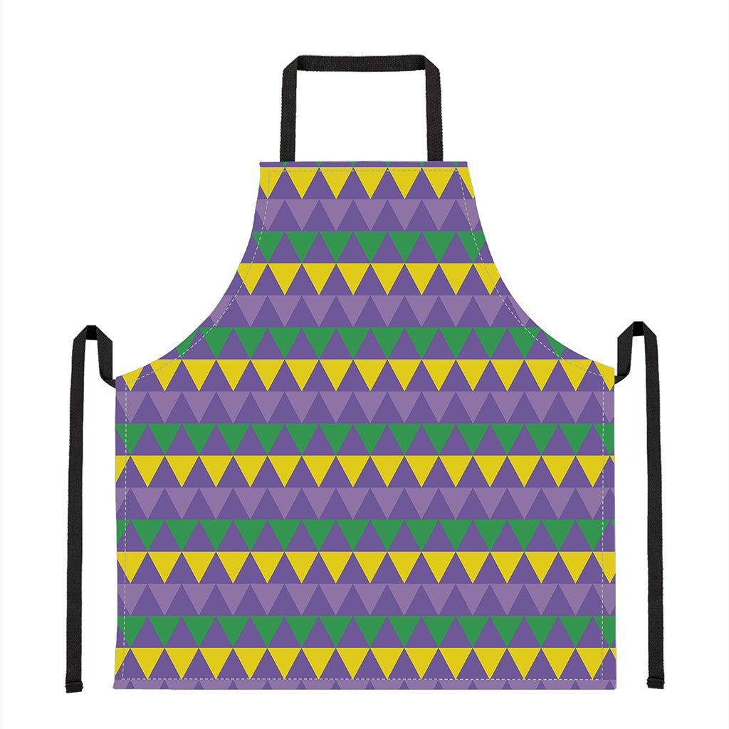 Geometric Mardi Gras Pattern Print Apron