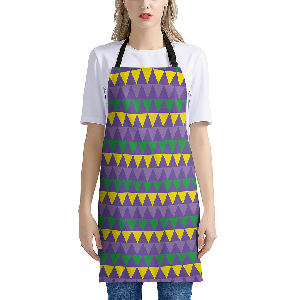 Geometric Mardi Gras Pattern Print Apron