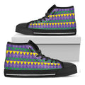 Geometric Mardi Gras Pattern Print Black High Top Sneakers