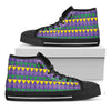 Geometric Mardi Gras Pattern Print Black High Top Shoes