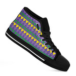 Geometric Mardi Gras Pattern Print Black High Top Shoes