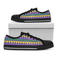 Geometric Mardi Gras Pattern Print Black Low Top Sneakers