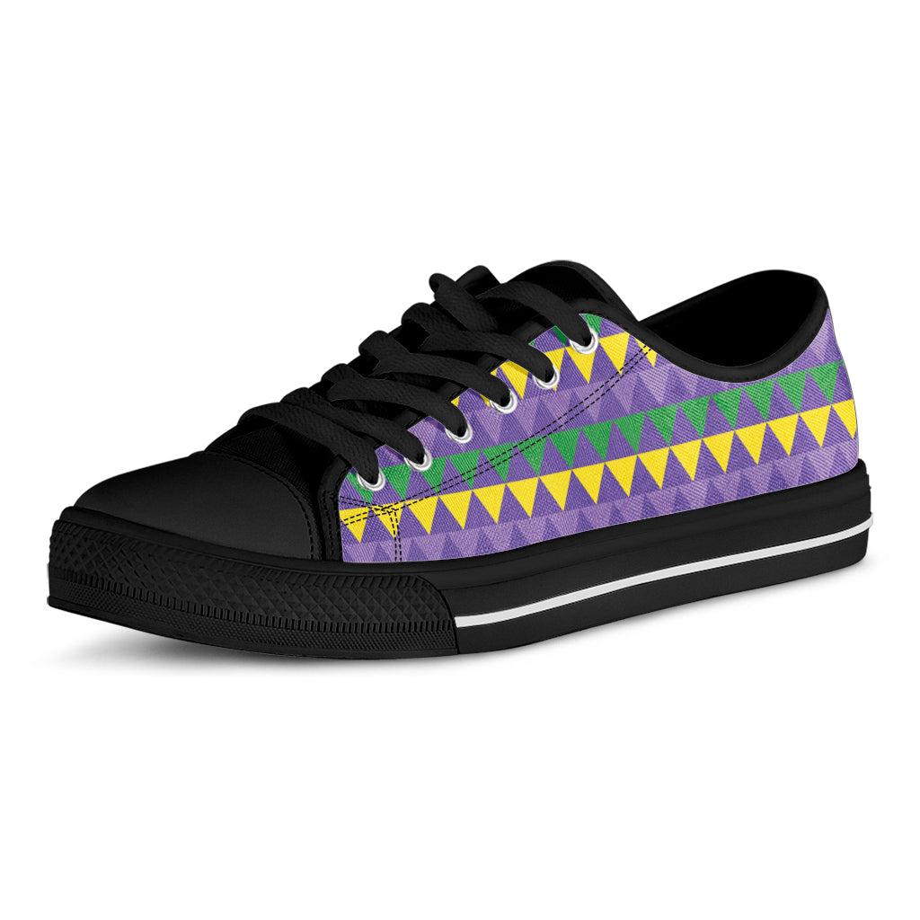 Geometric Mardi Gras Pattern Print Black Low Top Shoes