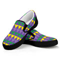 Geometric Mardi Gras Pattern Print Black Slip On Sneakers