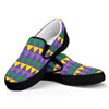 Geometric Mardi Gras Pattern Print Black Slip On Shoes