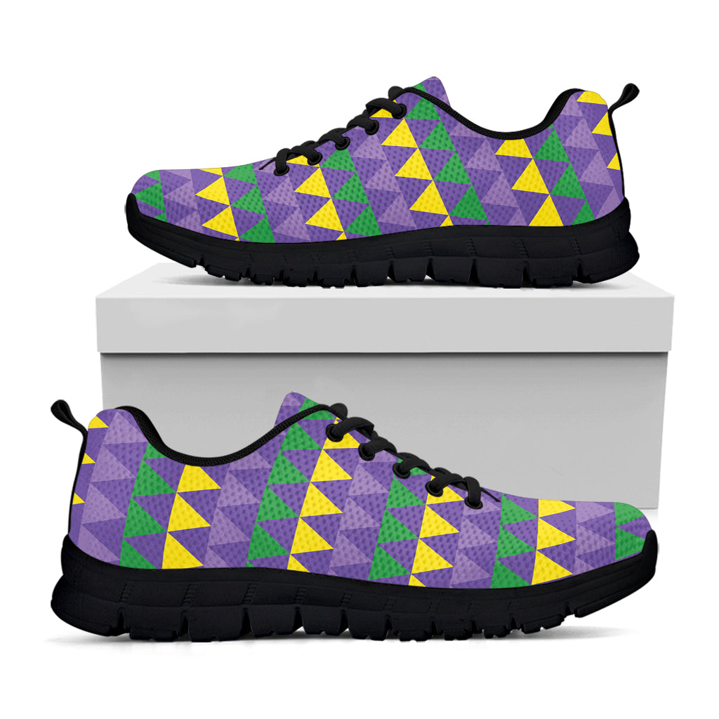 Geometric Mardi Gras Pattern Print Black Sneakers