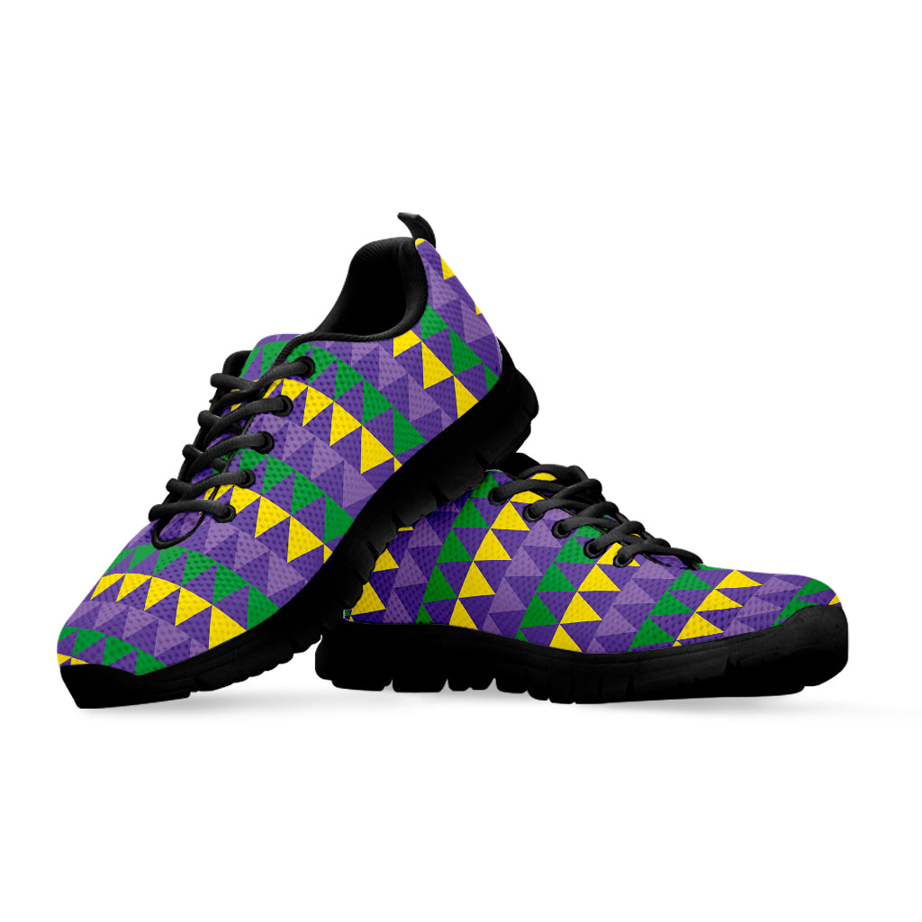 Geometric Mardi Gras Pattern Print Black Sneakers