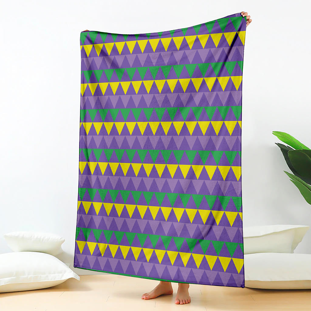 Geometric Mardi Gras Pattern Print Blanket