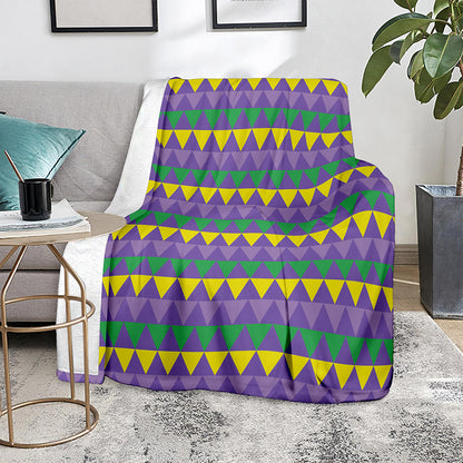 Geometric Mardi Gras Pattern Print Blanket